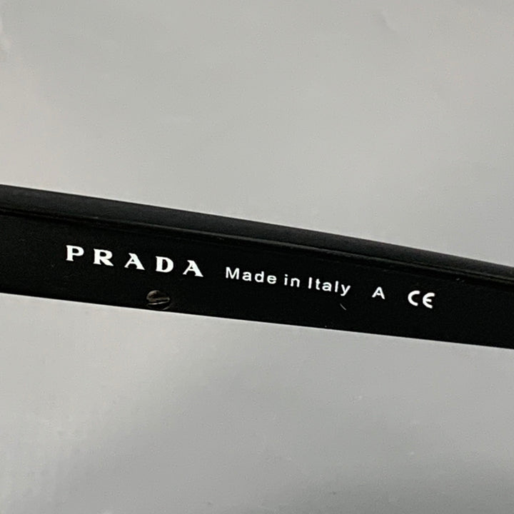 PRADA Black Silver Acetate Metal Semi Rimless Sunglasses