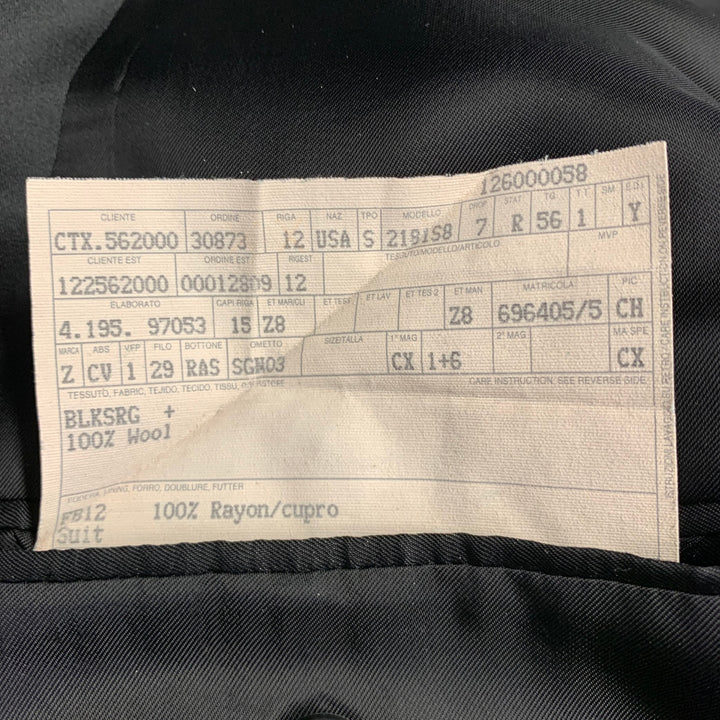 ERMENEGILDO ZEGNA Size 46 Black Wool Peak Lapel Tuxedo