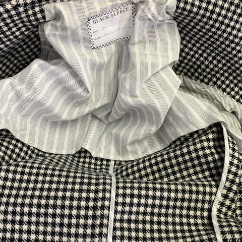 BLACK FLEECE Size 38 Black White Checkered Wool Notch Lapel Suit