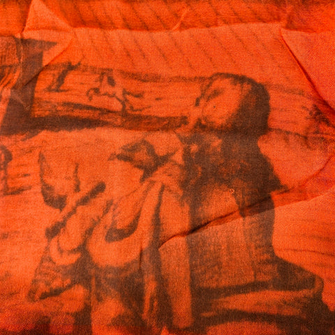 ZAZZI Brown Orange Old City Print Modal Blend Scarf
