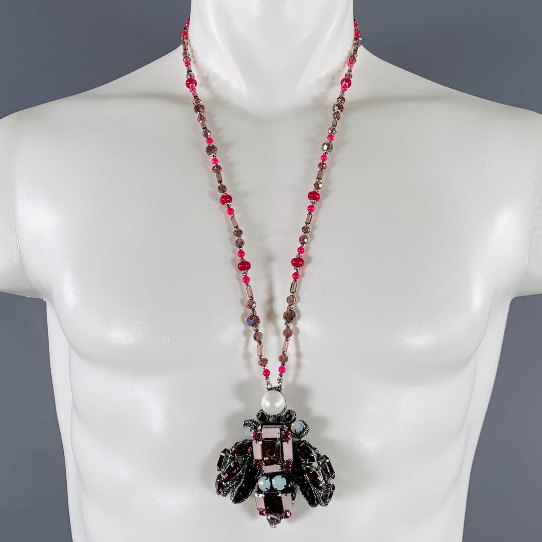 MAX MARA Pink Purple Beaded Glass Insect Necklace