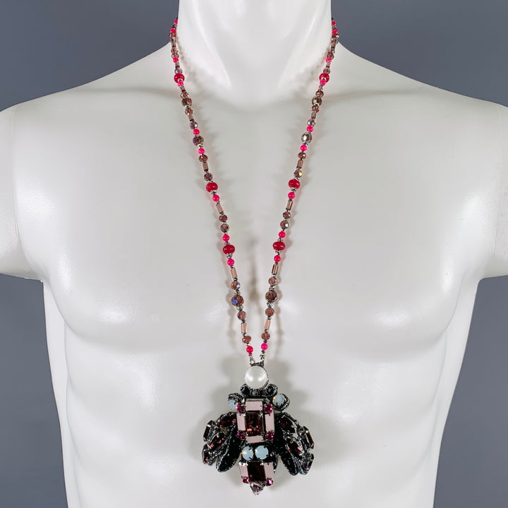 MAX MARA Pink Purple Beaded Glass Insect Necklace