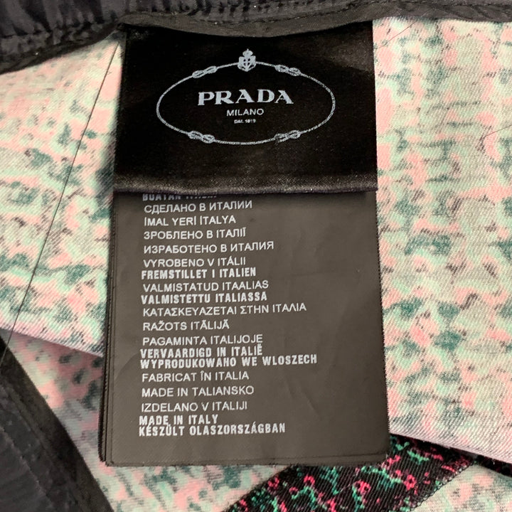 PRADA Size S Pink Teal Geometric Wool Blend Slim Fit Flared Dress Pants