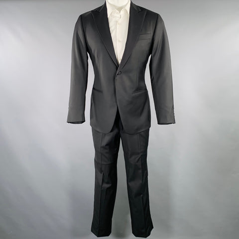 PHINEAS COLE Size 38 Black Wool Peak Lapel Tuxedo