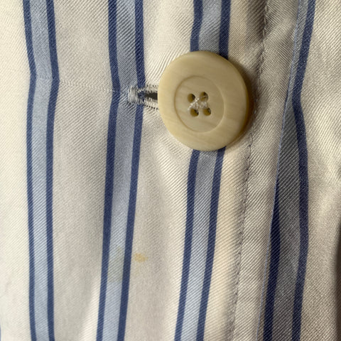DRIES VAN NOTEN Size S White Light Blue Silk Stripe Peak Lapel Blazer