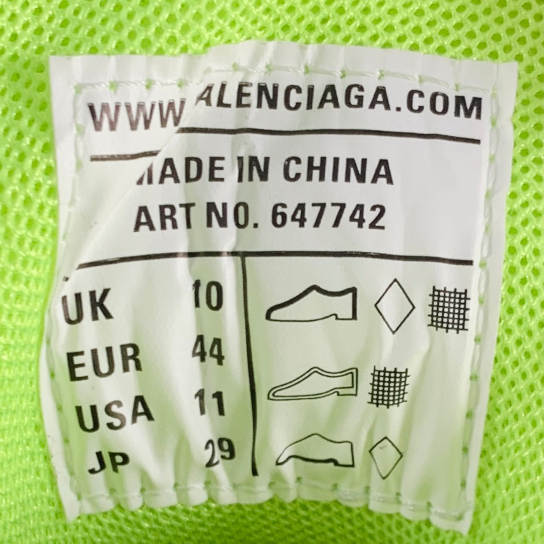 BALENCIAGA Size 11 Track 3 Green Neon Leather Nylon Lace-Up Sneakers