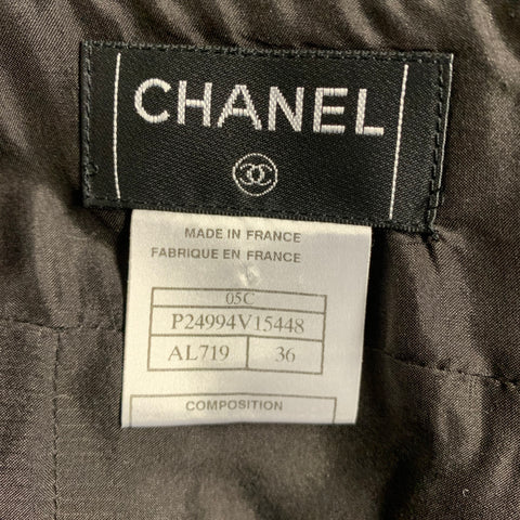 CHANEL Size 4 Black Linen Trumpet Below Knee Skirt