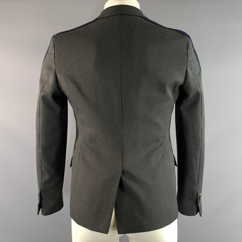 FENDI Chest Size 36 Grey Navy Wool Blend Sport Coat