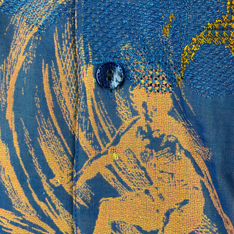 ROBERT GRAHAM Size L Blue Orange Hawaiian Print Cotton Long Sleeve Shirt