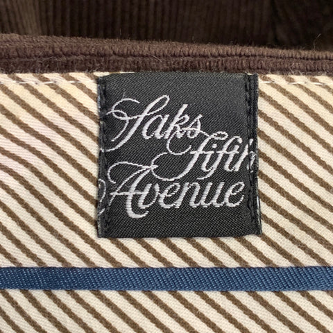 SAKS FIFTH AVENUE Pantalon décontracté fuselé en velours côtelé de coton mélangé marron, taille 36