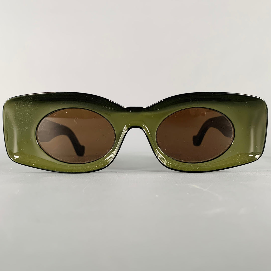 LOEWE x PAULA'S IBIZA Black Dark Green Color Block Acetate Sunglasses