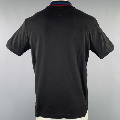 PAUL SMITH Size L Black Red Blue Cotton Contrast Trim Polo