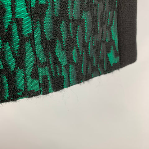 JOANNA MASTROIANNI Size 8 Black Green Jacquard Short Sleeve Below Knee Dress