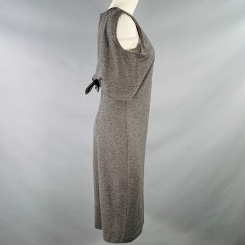 JIL SANDER Size 6 Heather Grey Jersey Sleeveless Tie Back Sheath Dress