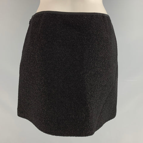 MIU MIU Size 2 Black Virgin Wool Blend Mini Skirt