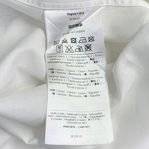 VALENTINO Size S White Cotton French Cuff Hidden Buttons Tuxedo Long Sleeve Shirt
