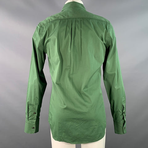 DSQUARED2 Size M Green Cotton Blend Spread Collar Long Sleeve Shirt