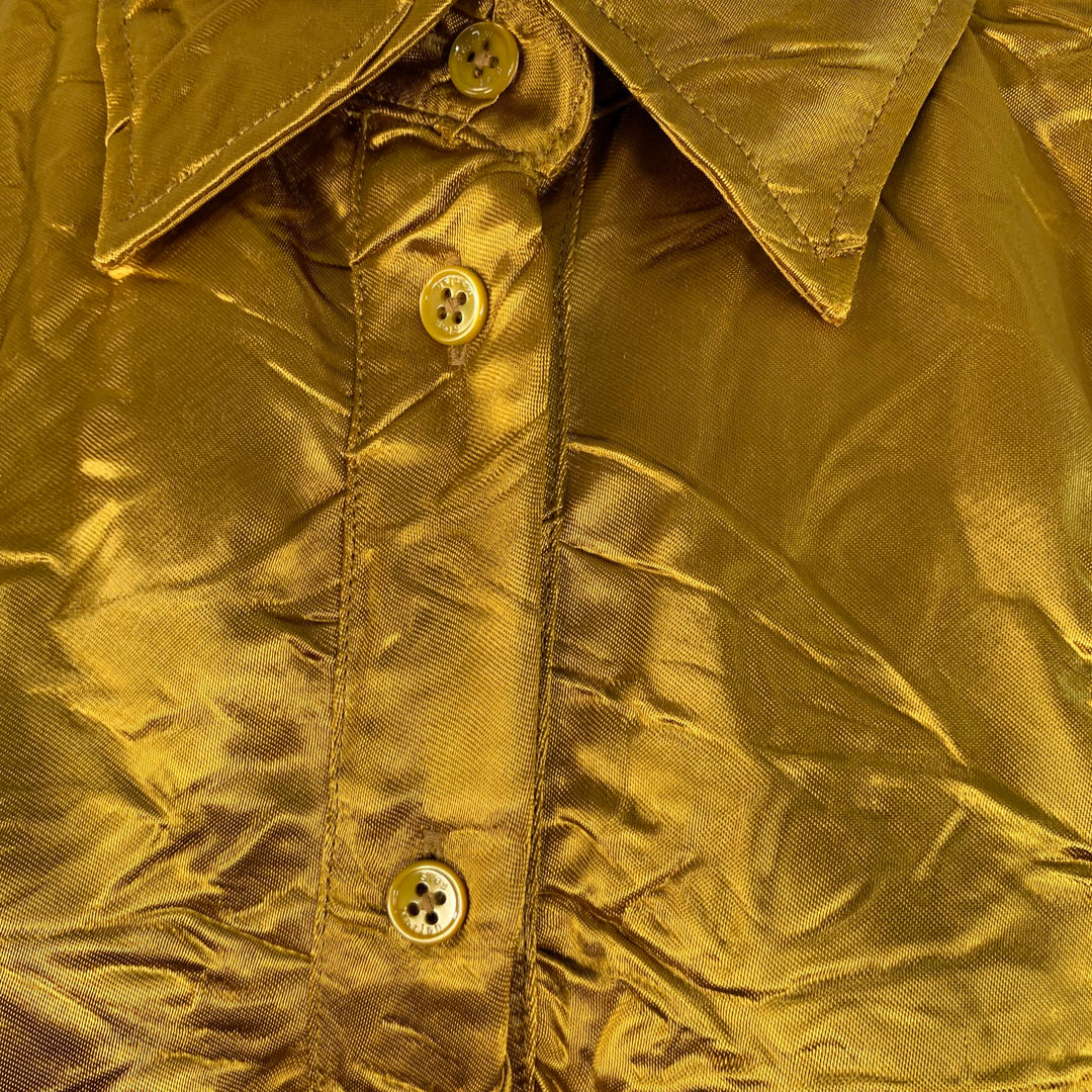 SIES MARJAN Size M Gold Viscose Wrinkled One Pocket Button Up Shirt