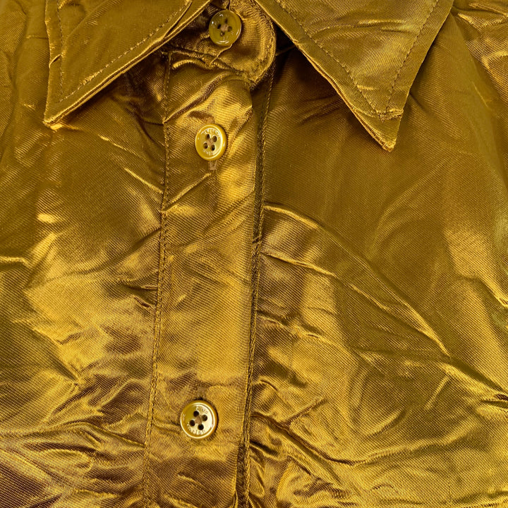 SIES MARJAN Size M Gold Viscose Wrinkled One Pocket Button Up Shirt