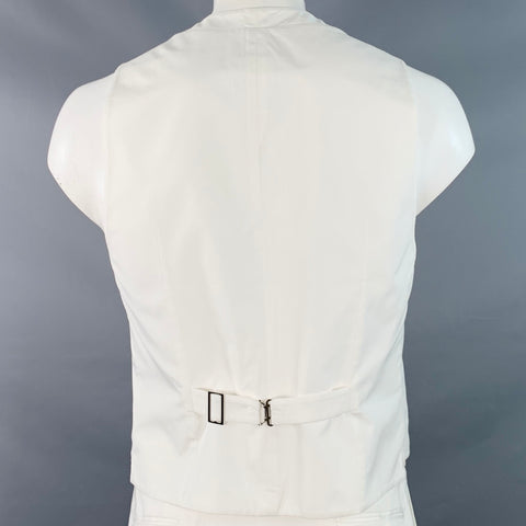 PRADA Size 44 White Cotton Logo Hidden Buttons Vest