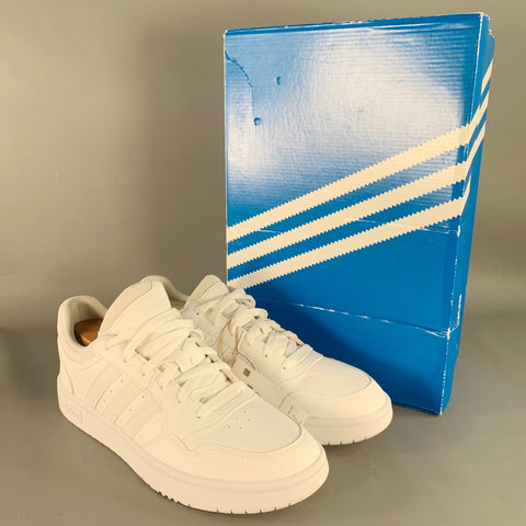 ADIDAS Size 9.5 White Leather Lace-Up Sneakers