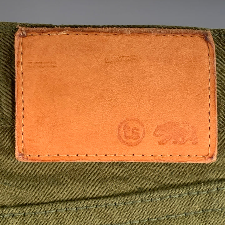 TAYLOR STITCH Size 38 Olive Green Twill Cotton Straight Selvedge Jeans