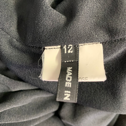 EMMA COOK Size 8 Black Leather Viscose Blend Long Sleeve Dress Top
