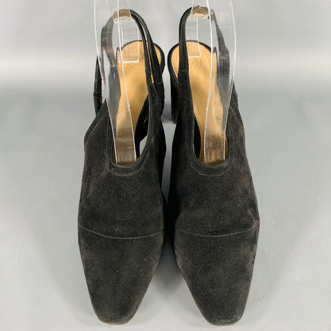 THE ROW Size 7.5 Black Suede Slingback Pumps