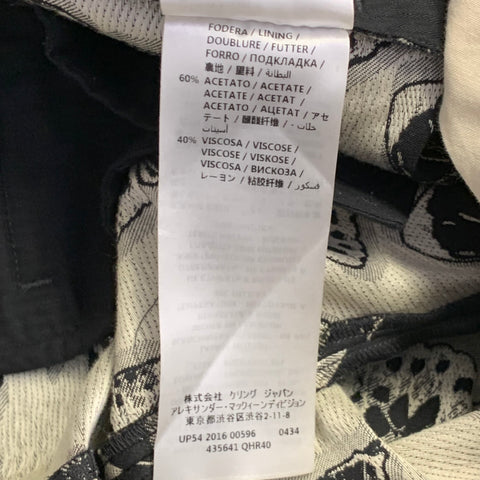 ALEXANDER MCQUEEN Size 38 Black Grey Butterfly Wool Cotton Blend Jacquard Dress Pants