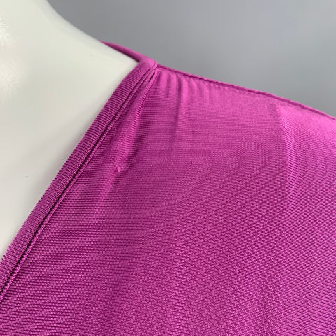 JUST CAVALLI Size 4 Pink Viscose Blend Ruched 3/4 Sleeves Casual Top
