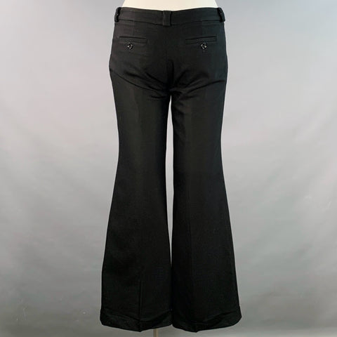 BURBERRY Size 10 Black Wool Blend Cuffed Wide Leg Dress Pants