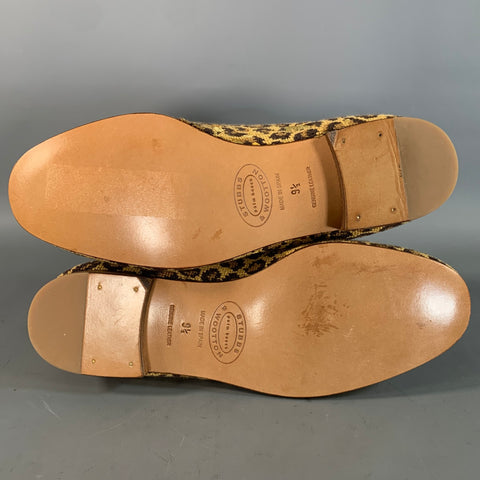 STUBBS & WOOTTON Size 9.5 Brown Gold Embroidery Lounge Loafers