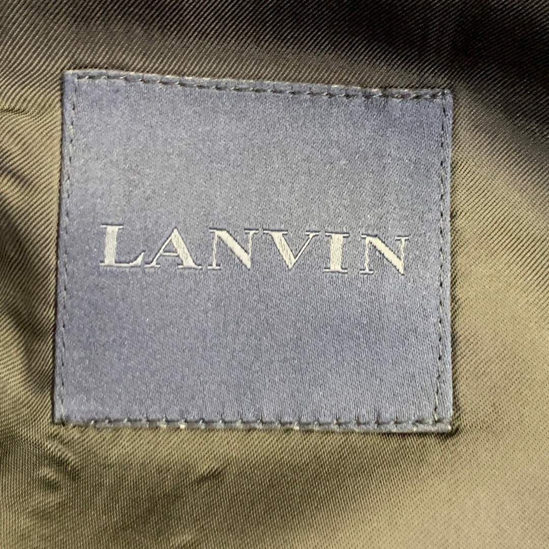 LANVIN Size 42 Black Silk Cotton Notch Lapel Sport Coat