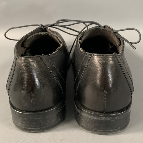 EMPORIO ARMANI Size 8 Black Leather Wingtip Lace Up Shoes
