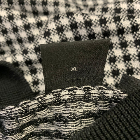 HUGO BOSS Size XL Black White Houndstooth Cotton Crew Neck Pullover