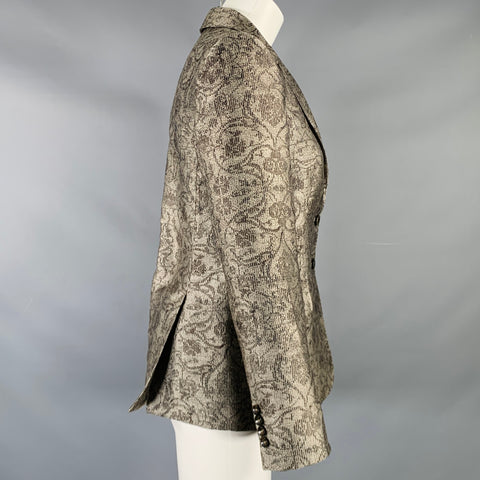 MAX MARA Size 6 Taupe Brown Polyester Floral Blazer