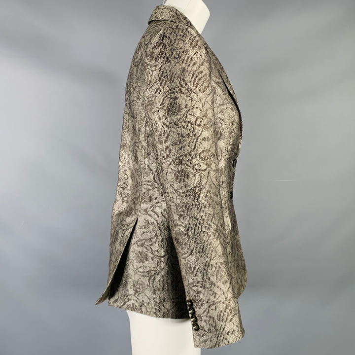 MAX MARA Size 6 Taupe Brown Polyester Floral Blazer