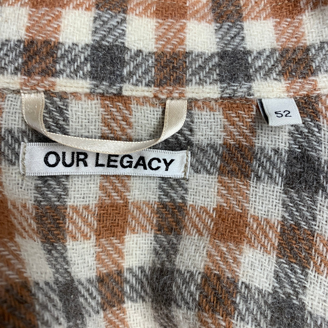 OUR LEGACY Size L Cream Orange Grey Checkered Patch Pocket Jacket