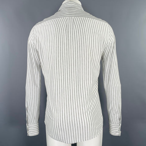 BRUNELLO CUCINELLI Size 36 White Grey Stripe Long Sleeve Shirt