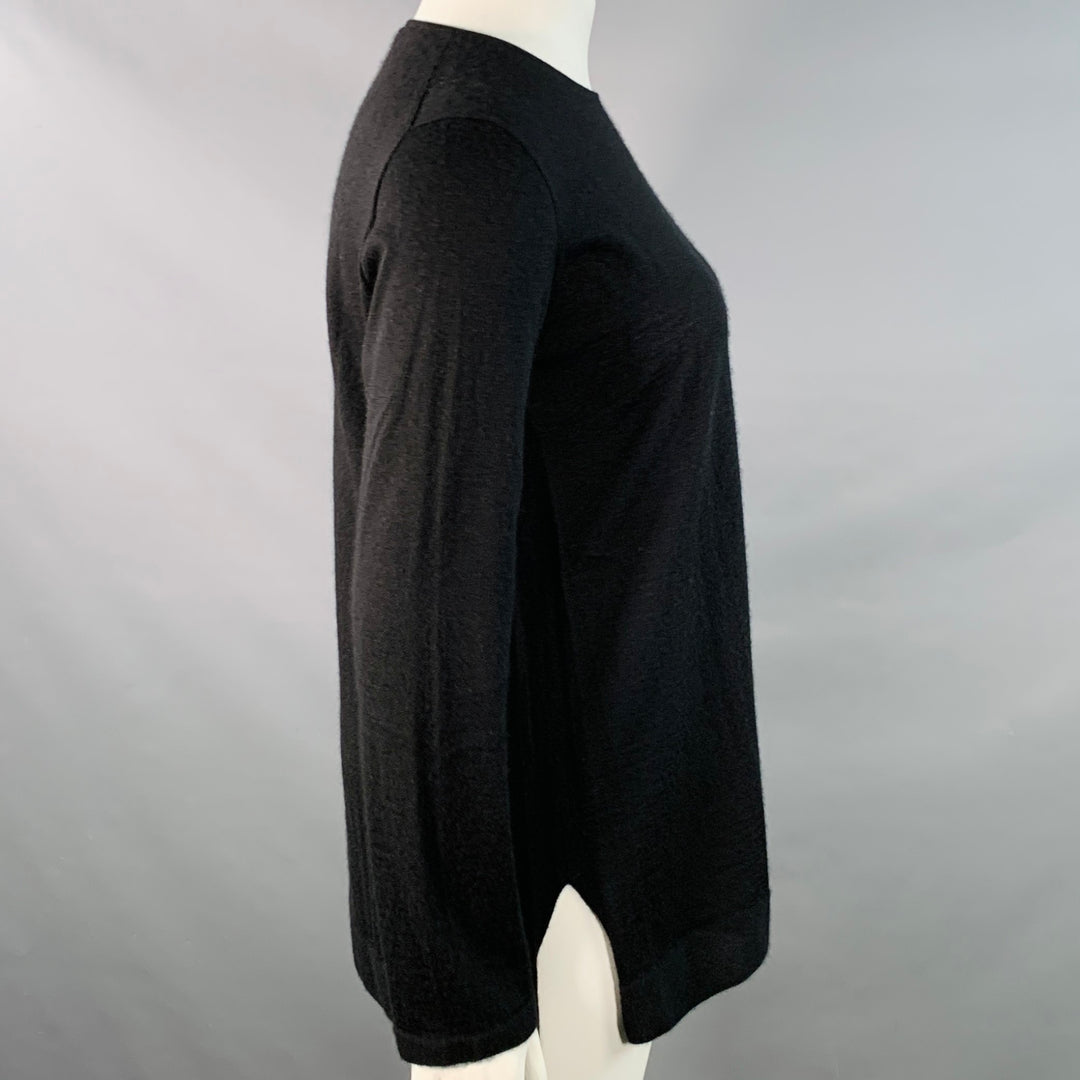 AKRIS Size 14 Black Cashmere Silk Crew Neck Pullover
