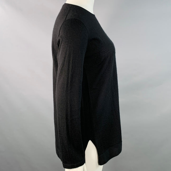 AKRIS Size 14 Black Cashmere Silk Crew Neck Pullover