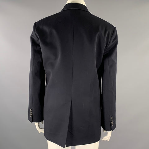 NILI LOTAN Size L Navy Wool Notch Lapel Jacket