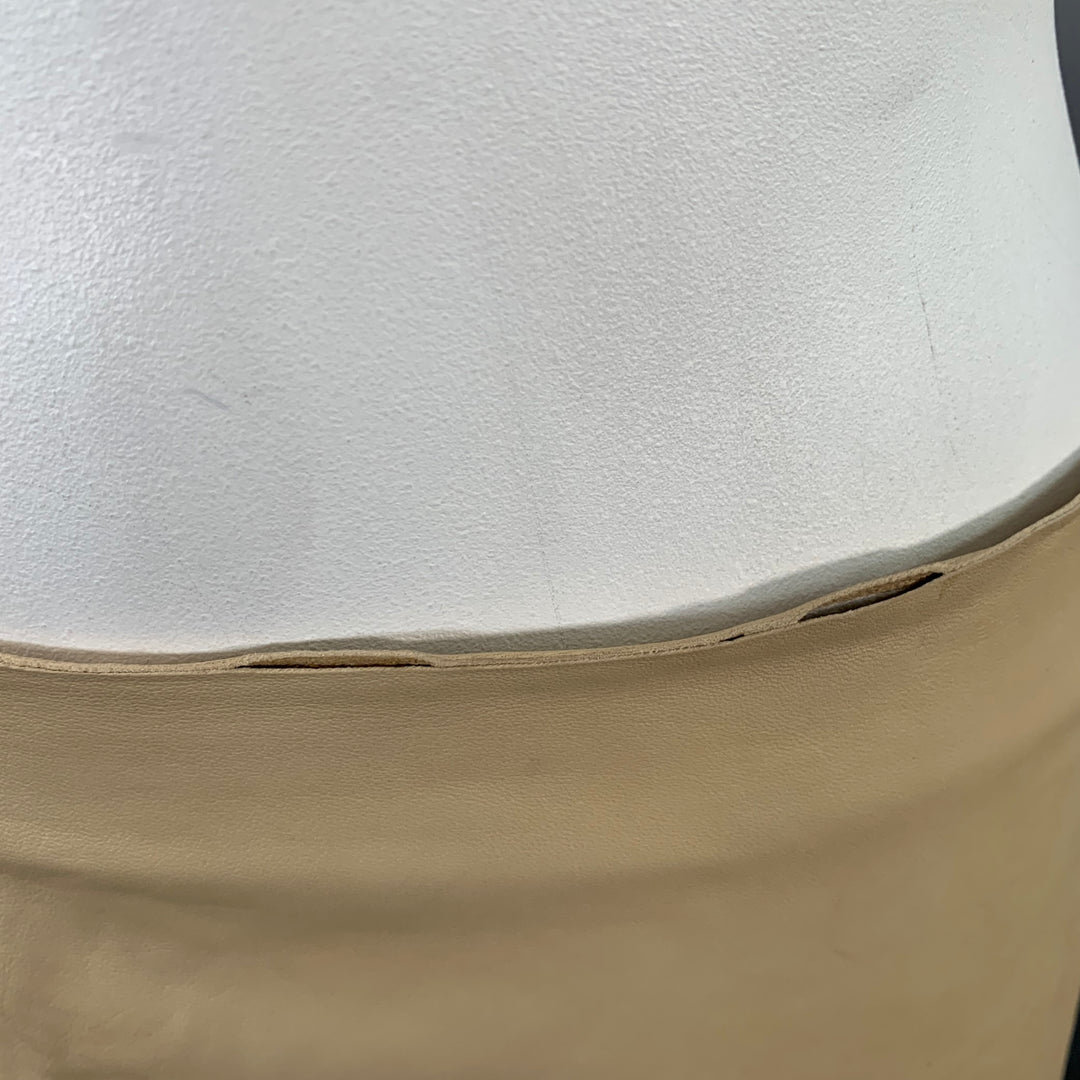 NICOLE FARHI Size 10 Beige Leather Lambskin Side Zipper Midi Skirt
