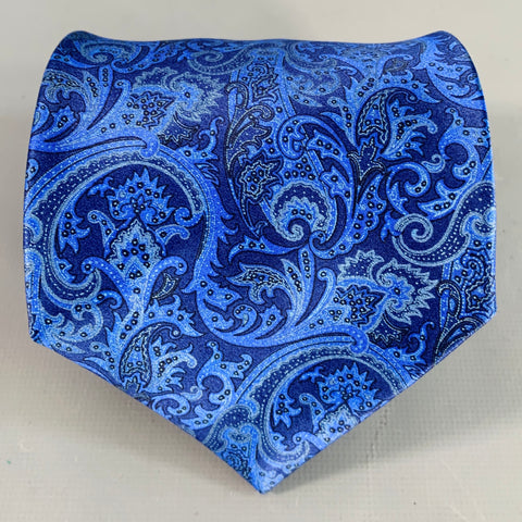 STEFANO RICCI Navy Blue Paisley Silk Tie