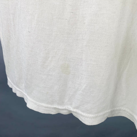 VINTAGE Size M White Distressed Scoop Neck T-Shirt