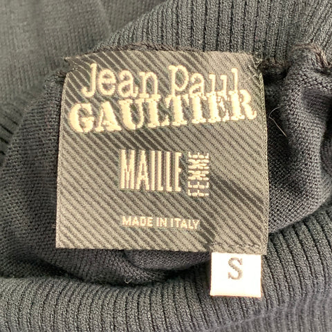 JEAN PAUL GAULTIER Taille S Robe noire à col bénitier en crochet à motifs mélangés