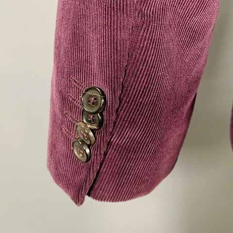 VALENTINO Size 40 Purple Corduroy Cotton Notch Lapel Sport Coat