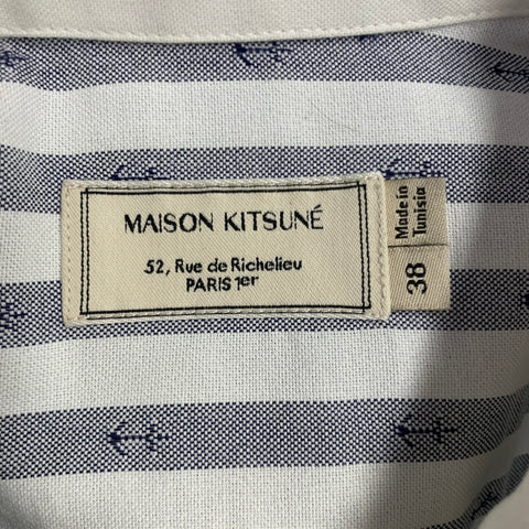 MAISON KITSUNE SS15 Size S White Grey Cotton Nautical Shirt Dress