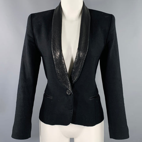 ISABEL MARANT Size S Black Wool Lambskin Shawl Collar Jacket