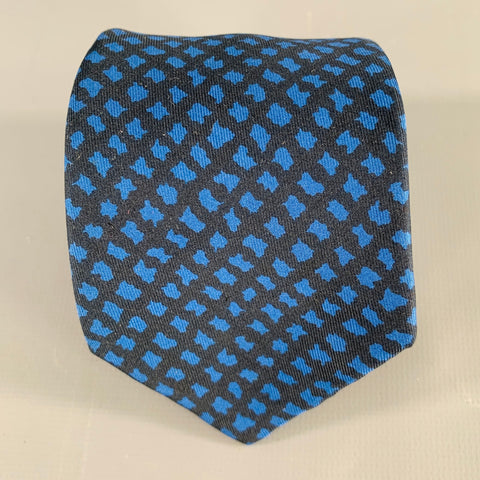 HERMES Black Blue Abstract Tie